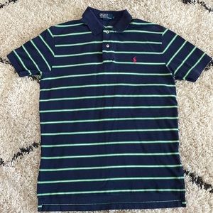 Men’s navy and green striped Polo shirt